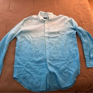 Ralph Lauren Blue Ombre Linen Button-Down Shirt
